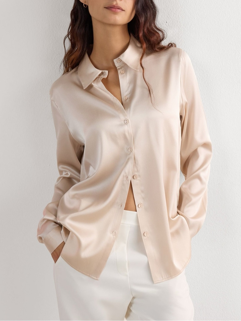 Nordstrom Rachel Zoe Satin Button-Down Shirt